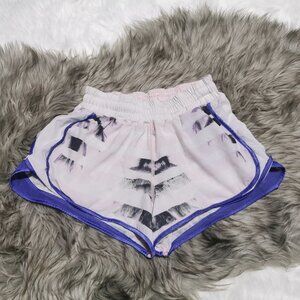 Lululemon Athletica White and Blue Athletic Shorts Retro Design